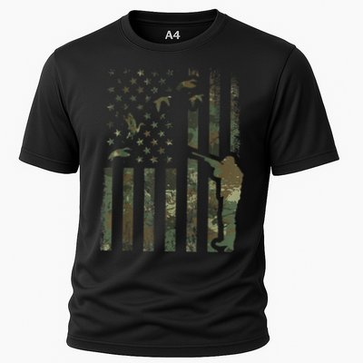 Duck Hunting Camo Men Camouflage Hunter American Flag Performance Shirt