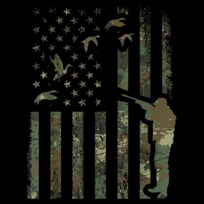 Duck Hunting Camo Men Camouflage Hunter American Flag T-Shirt