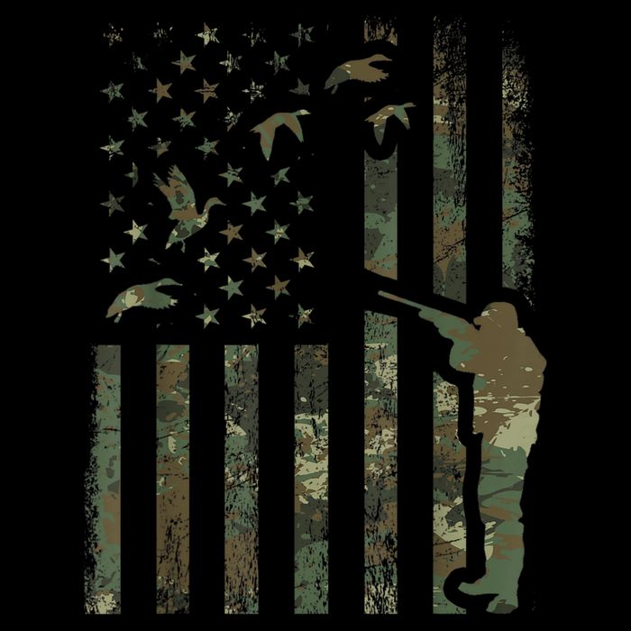 Duck Hunting Camo Men Camouflage Hunter American Flag Tall T-Shirt