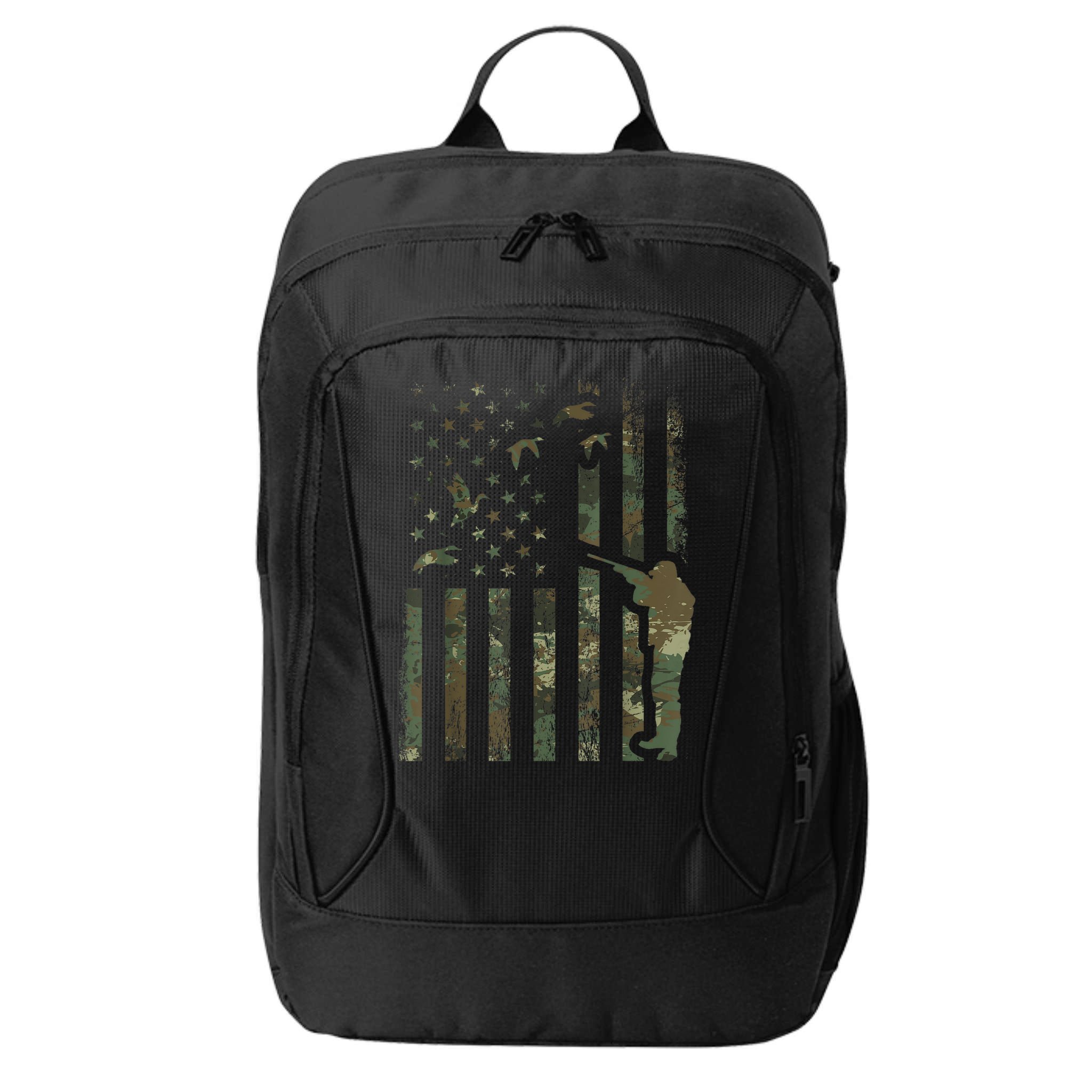 Duck Hunting Camo Men Camouflage Hunter American Flag City Backpack