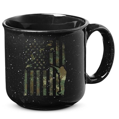 Duck Hunting Camo Men Camouflage Hunter American Flag 15oz Campfire Ceramic Mug