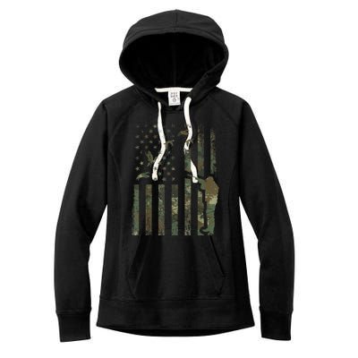 Duck Hunting Camo Men Camouflage Hunter American Flag Women's Fleece Hoodie