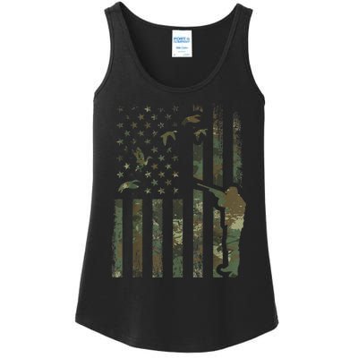 Duck Hunting Camo Men Camouflage Hunter American Flag Ladies Essential Tank