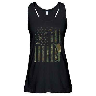 Duck Hunting Camo Men Camouflage Hunter American Flag Ladies Essential Flowy Tank