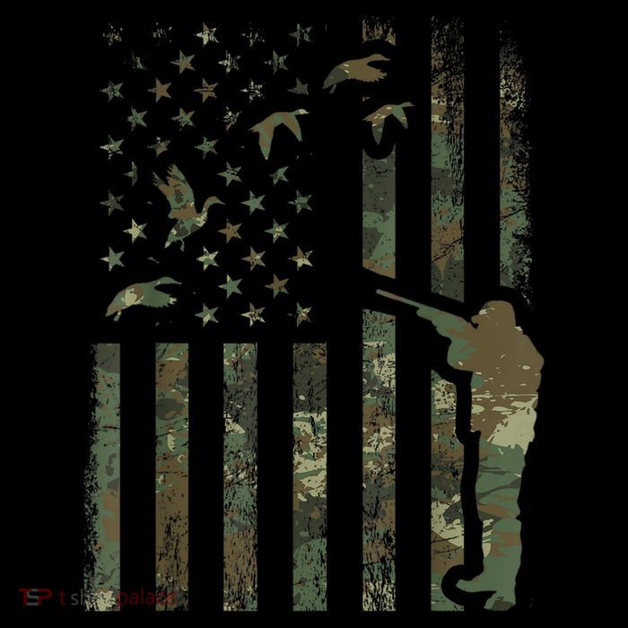Duck Hunting Camo Men Camouflage Hunter American Flag Flatbill Hat