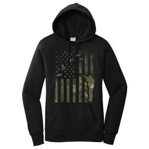 Duck Hunting Camo Men Camouflage Hunter American Flag Women's Pullover Hoodie