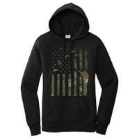 Duck Hunting Camo Men Camouflage Hunter American Flag Women's Pullover Hoodie