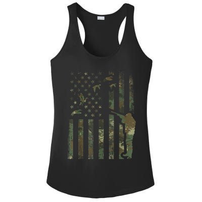 Duck Hunting Camo Men Camouflage Hunter American Flag Ladies PosiCharge Competitor Racerback Tank