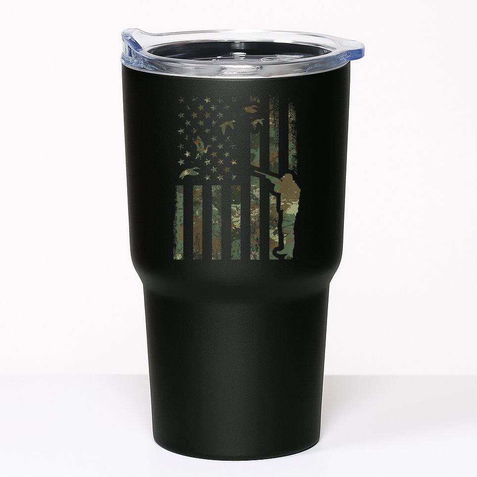 Duck Hunting Camo Men Camouflage Hunter American Flag Tumbler