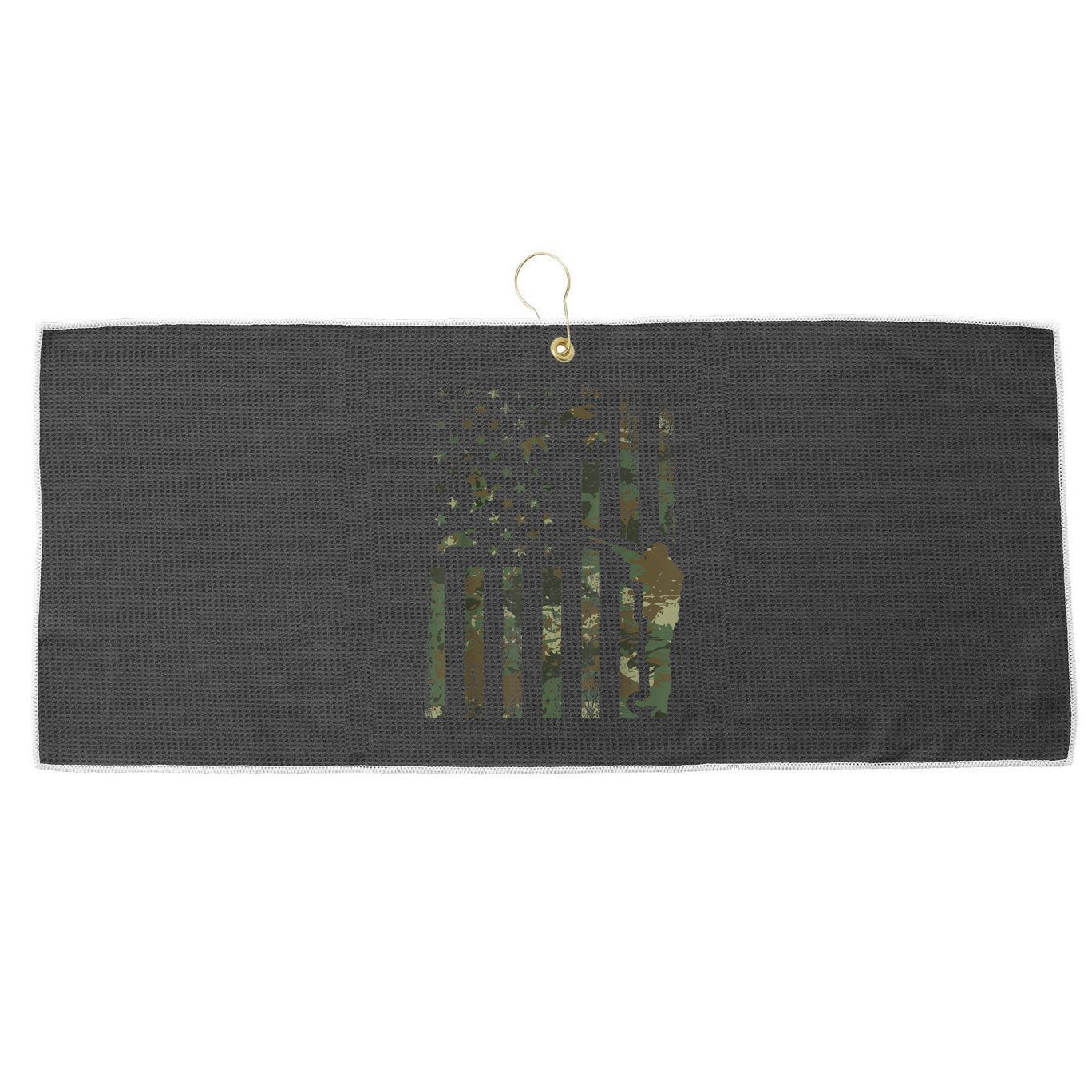 Duck Hunting Camo Men Camouflage Hunter American Flag Large Microfiber Waffle Golf Towel