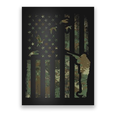 Duck Hunting Camo Men Camouflage Hunter American Flag Poster