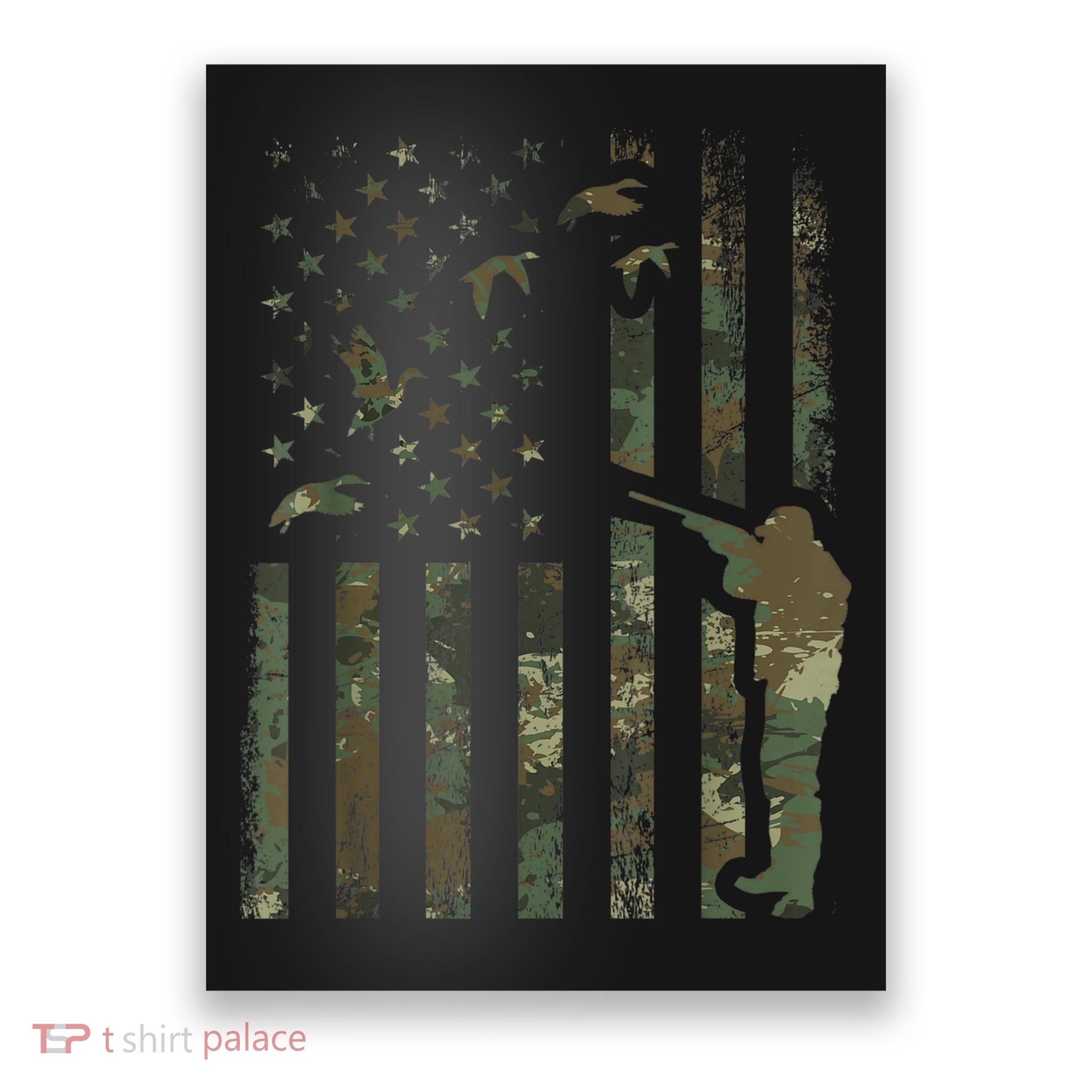 Duck Hunting Camo Men Camouflage Hunter American Flag Poster