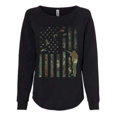 Duck Hunting Camo Men Camouflage Hunter American Flag Womens California Wash Sweatshirt