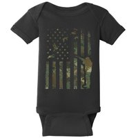 Duck Hunting Camo Men Camouflage Hunter American Flag Baby Bodysuit