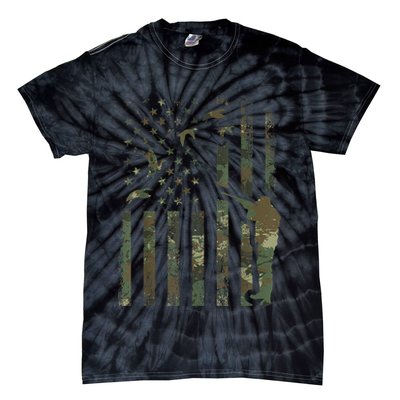 Duck Hunting Camo Men Camouflage Hunter American Flag Tie-Dye T-Shirt