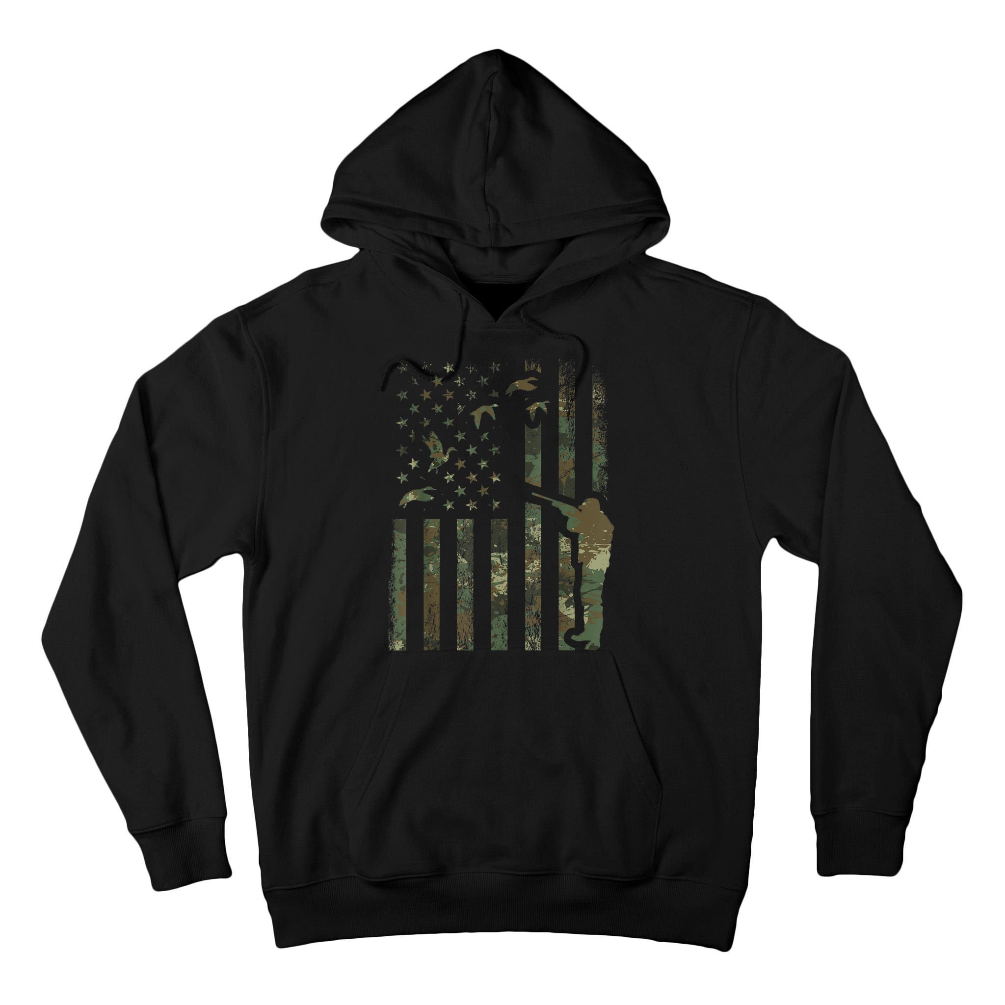 Duck Hunting Camo Men Camouflage Hunter American Flag Tall Hoodie