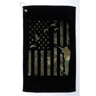 Duck Hunting Camo Men Camouflage Hunter American Flag Golf Towel