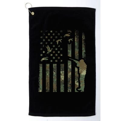 Duck Hunting Camo Men Camouflage Hunter American Flag Platinum Collection Golf Towel