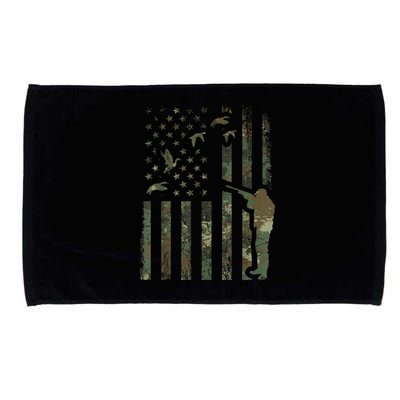 Duck Hunting Camo Men Camouflage Hunter American Flag Microfiber Hand Towel