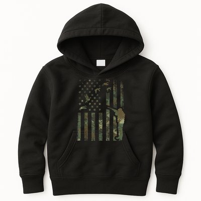Duck Hunting Camo Men Camouflage Hunter American Flag Kids Hoodie