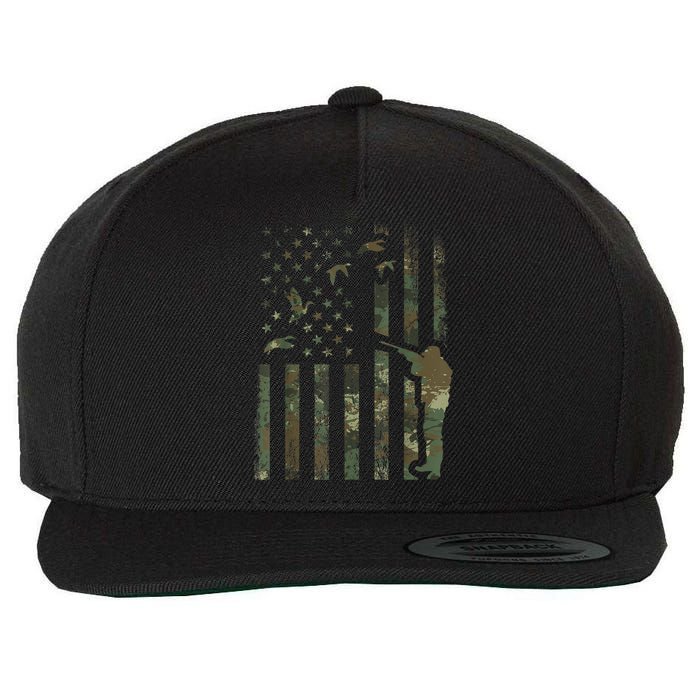 Duck Hunting Camo Men Camouflage Hunter American Flag Wool Snapback Cap