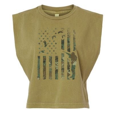 Duck Hunting Camo Men Camouflage Hunter American Flag Garment-Dyed Women's Muscle Tee