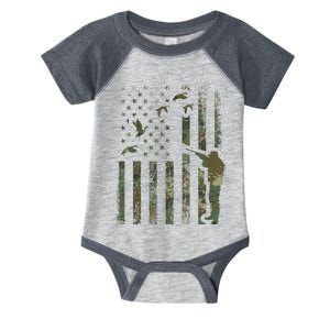 Duck Hunting Camo Men Camouflage Hunter American Flag Infant Baby Jersey Bodysuit