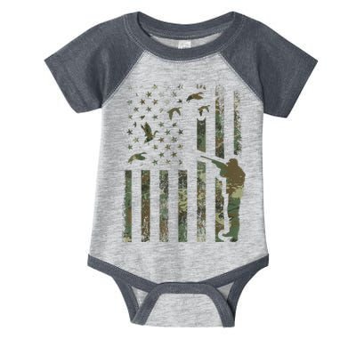 Duck Hunting Camo Men Camouflage Hunter American Flag Infant Baby Jersey Bodysuit