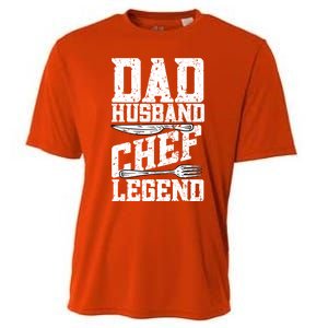 Dad Husband Chef Legend Cook Cooking Funny Chef Gift Cooling Performance Crew T-Shirt