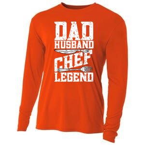 Dad Husband Chef Legend Cook Cooking Funny Chef Gift Cooling Performance Long Sleeve Crew