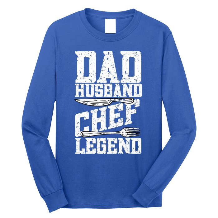 Dad Husband Chef Legend Cook Cooking Funny Chef Gift Long Sleeve Shirt