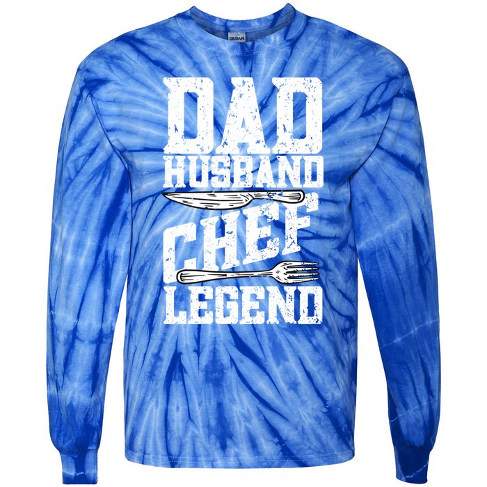 Dad Husband Chef Legend Cook Cooking Funny Chef Gift Tie-Dye Long Sleeve Shirt