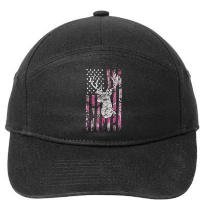 Deer Hunting Camo American Flag Buck 7-Panel Snapback Hat