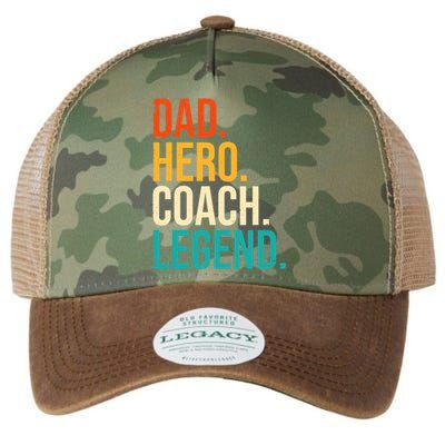 Dad Hero Coach Legend Funny Father's Day Loving Father Legacy Tie Dye Trucker Hat