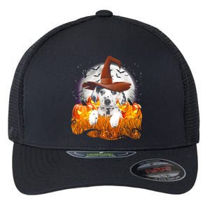 Dalmatian Halloween Cute Dog Witch On Halloween Pumpkin Gift Flexfit Unipanel Trucker Cap