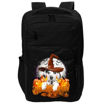 Dalmatian Halloween Cute Dog Witch On Halloween Pumpkin Gift Impact Tech Backpack