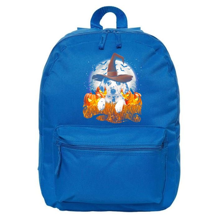 Dalmatian Halloween Cute Dog Witch On Halloween Pumpkin Gift 16 in Basic Backpack