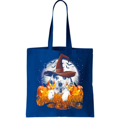 Dalmatian Halloween Cute Dog Witch On Halloween Pumpkin Gift Tote Bag