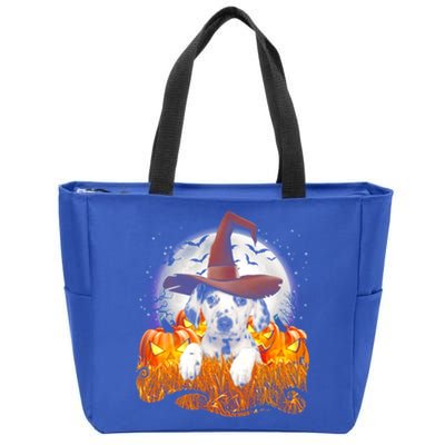 Dalmatian Halloween Cute Dog Witch On Halloween Pumpkin Gift Zip Tote Bag