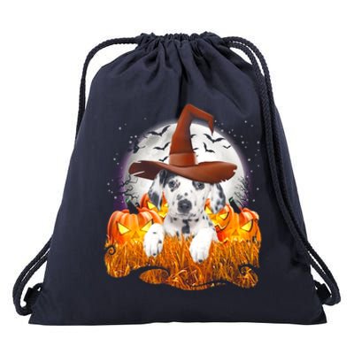 Dalmatian Halloween Cute Dog Witch On Halloween Pumpkin Gift Drawstring Bag