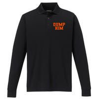 Dump Him Co. Funny Antiboyfriend Blue Classic Fit Crew Neck Performance Long Sleeve Polo