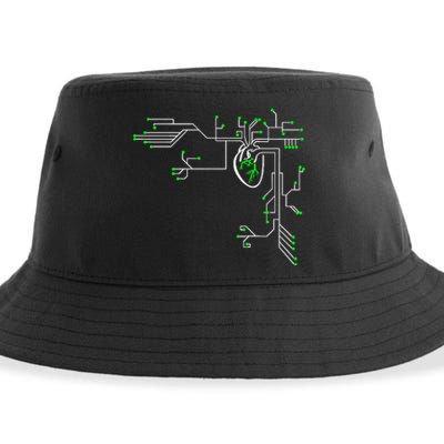 Digital Heart Computer Chip Circuit Electronics Geek Sustainable Bucket Hat