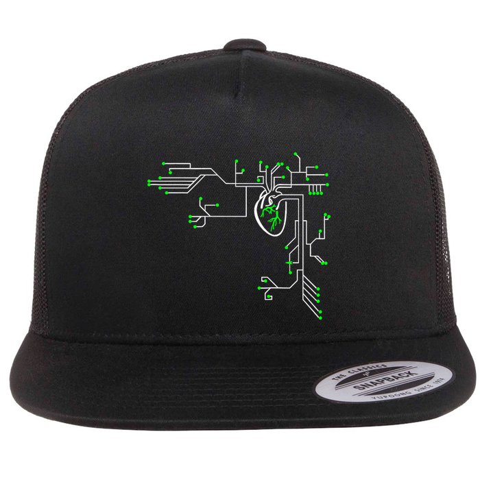 Digital Heart Computer Chip Circuit Electronics Geek Flat Bill Trucker Hat