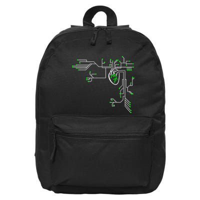 Digital Heart Computer Chip Circuit Electronics Geek 16 in Basic Backpack