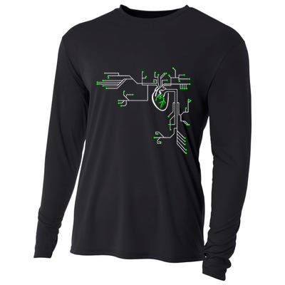 Digital Heart Computer Chip Circuit Electronics Geek Cooling Performance Long Sleeve Crew