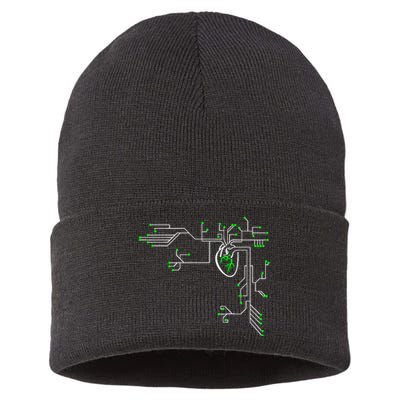 Digital Heart Computer Chip Circuit Electronics Geek Sustainable Knit Beanie