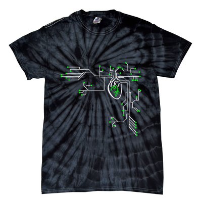 Digital Heart Computer Chip Circuit Electronics Geek Tie-Dye T-Shirt