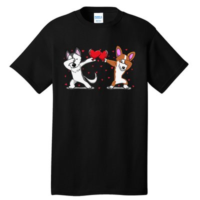 Dabbing Husky Corgi Heart Valentines Day Tall T-Shirt