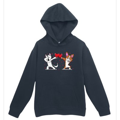 Dabbing Husky Corgi Heart Valentines Day Urban Pullover Hoodie