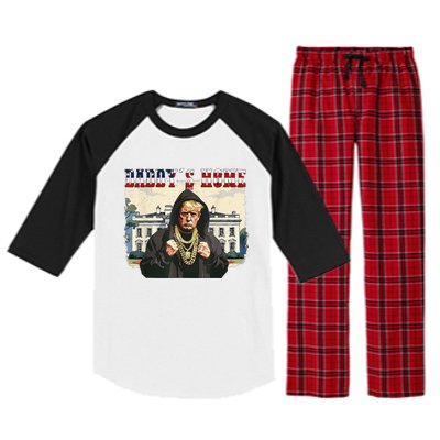 DaddyS Home Comeback For Christmas Trump 2024 Retro Raglan Sleeve Pajama Set